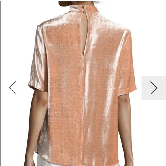 A.L.C Chocker Plunging V Neck Pink Velvet Elbow Sleeve Top Size‎ 8 Silk Blend - Picture 3 of 15